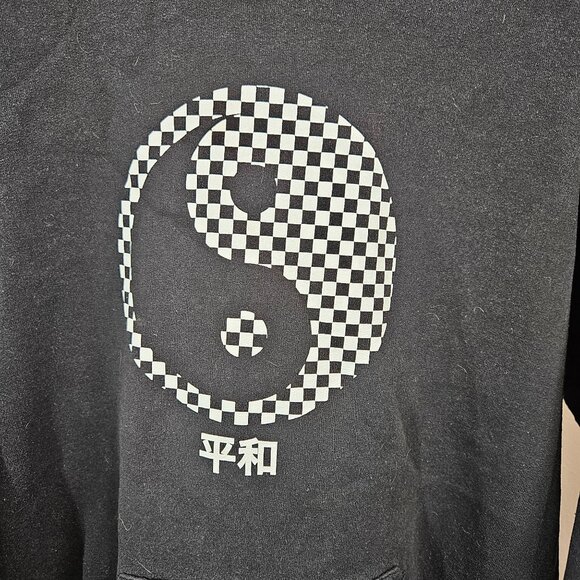 Rebels & Nomads Hoodie Sweatshirt M Black Checker Flag Ying Yang Peace Japanese - Picture 3 of 10